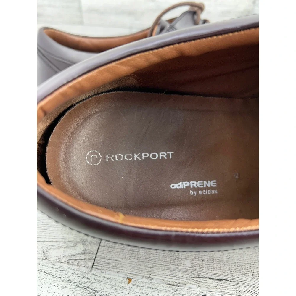 Rockport Men Size 11.5W Dark Brown Leather Bicycle Toe Oxford Dress Shoes K62536